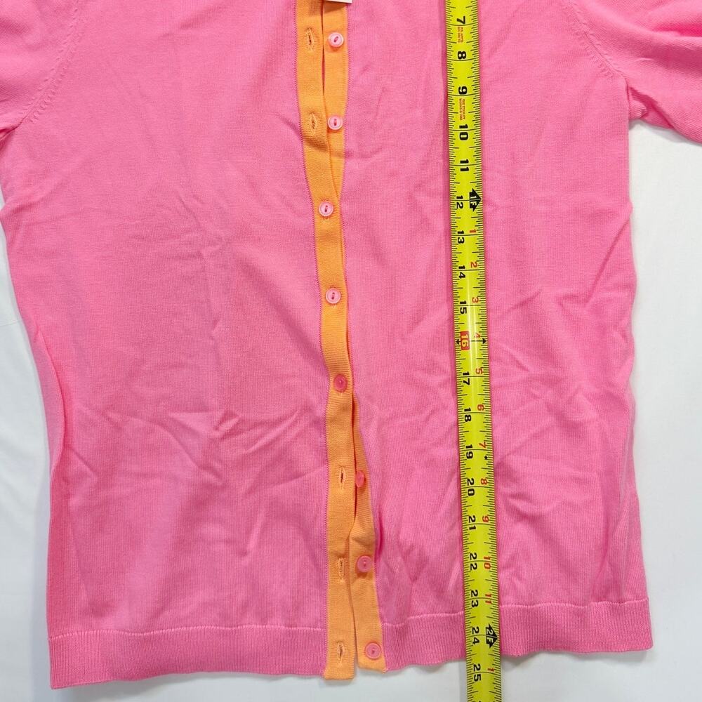 Talbots Pink Orange Cardigan Sweater Womens Medium NWT 3/4 Sleeve Lightweight - Picture 10 of 11